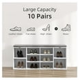 thumbnail image 3 of Shoe Storage Bench, 10 Cubbies Shoe Bench, Storage Entryway Bench with Removable Cushion, Space Saving Storage Shoe Rack Bench, 41 x 12 x 16.75 Inches 41" White, 3 of 8