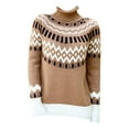 thumbnail image 4 of NMMUED Womens Fair Isle Sweaters Turtleneck Sweaters for Women Business Casual Sweaters for Women Mock Neck Sweater Women Loose Sweaters for Women Pullover Sweaters for Women Khaki 5XL, 4 of 4