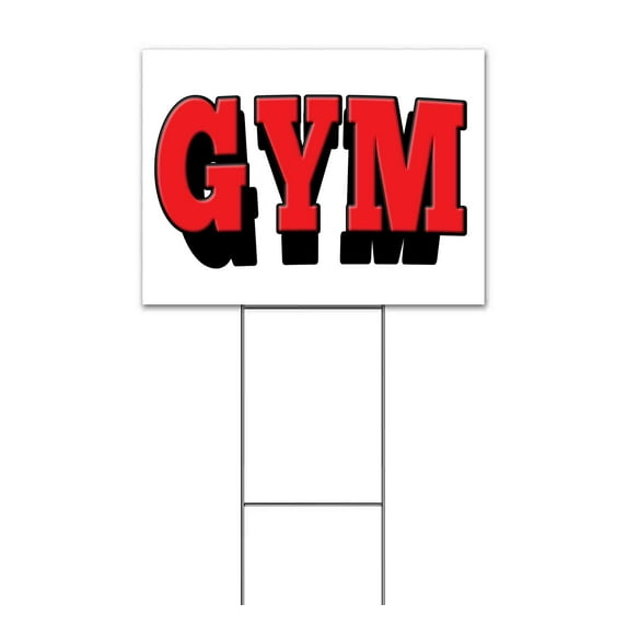 Gym Red (18" x 24") Yard Sign, Includes Metal Step Stake