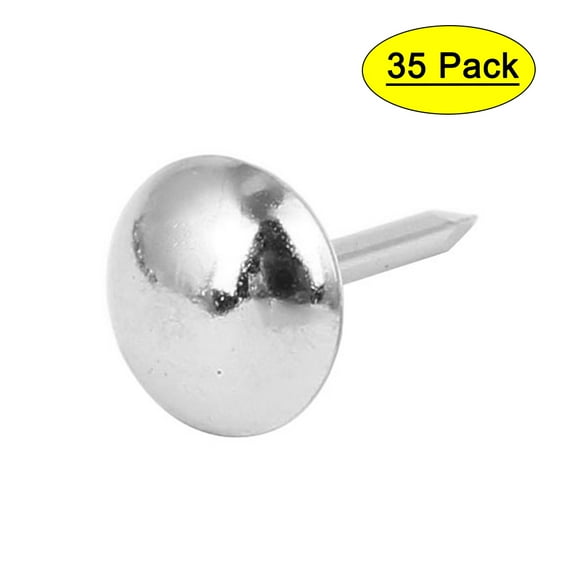 Uxcell 0.3" x 0.6" Upholstery Nail Thumb Tack Push Pin Metal Silver Tone 35pcs