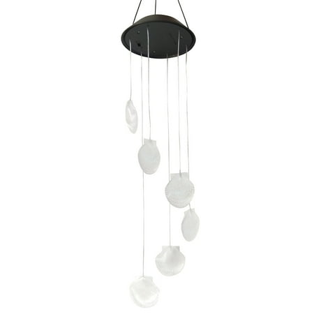 Seashell Wind Chimes LED Solar Mobile Wind Chime Color Changing Automatic Light Sensor Wind Lamp for Home Party Balcony Porch Patio Garden Decoration