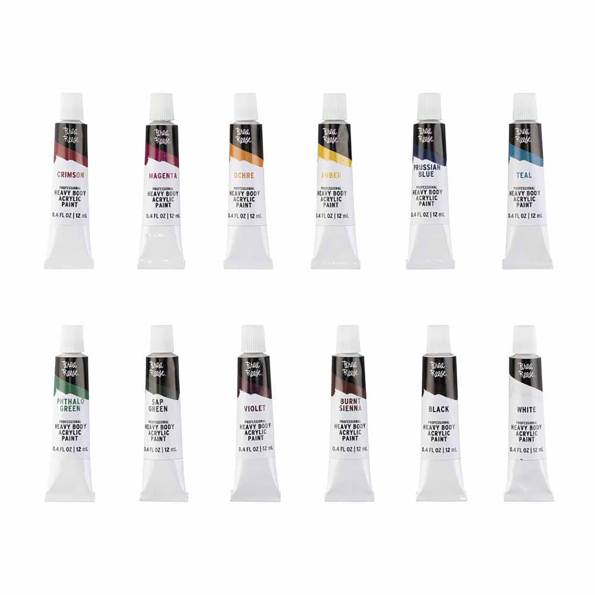 Brea Reese: Professional Heavy Body Acrylic Paint Set - Jewel Tone Colors - 12 Tubes - Luxurious Pigments, Non-Toxic, Water-Based, Adult Art Supplies