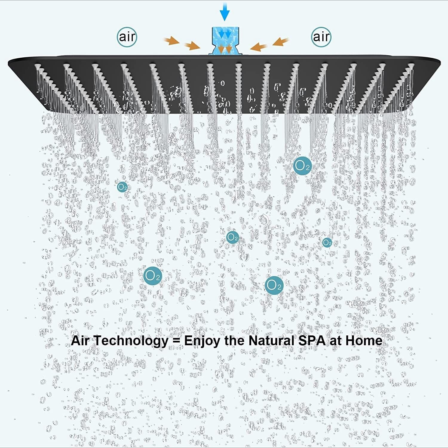 Black Shower Faucet Set Mixer Valve 12inch Rain Shower Head Combo System with Tub Spout