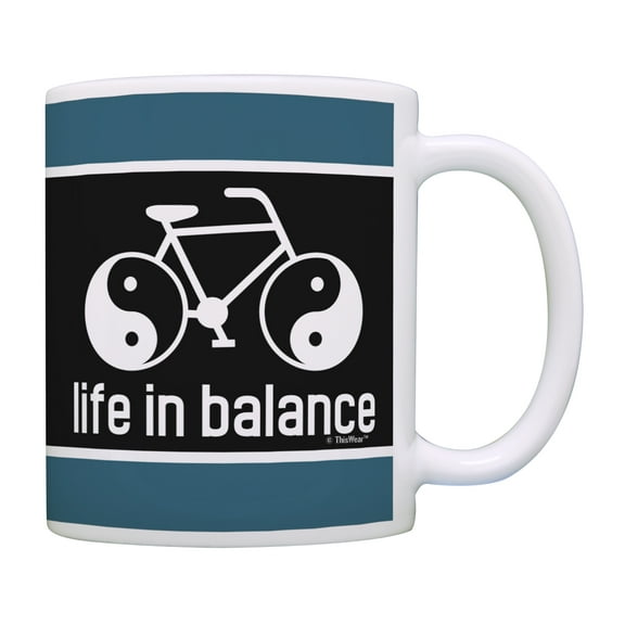 ThisWear Bicyclist Gifts Life in Balance Yin Yang Mug Bike Gifts for Men and Women Mountain Bike Lover Gifts Bike Cup Cyclist Mug Inspirational Mug Coffee Mug Bike