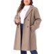 thumbnail image 4 of Abrigo largo de mujer plus size Agnes Orinda, con solapas, de doble botonadura, abrigo de invierno con bolsillos, 1X marrón claro, 4 of 6
