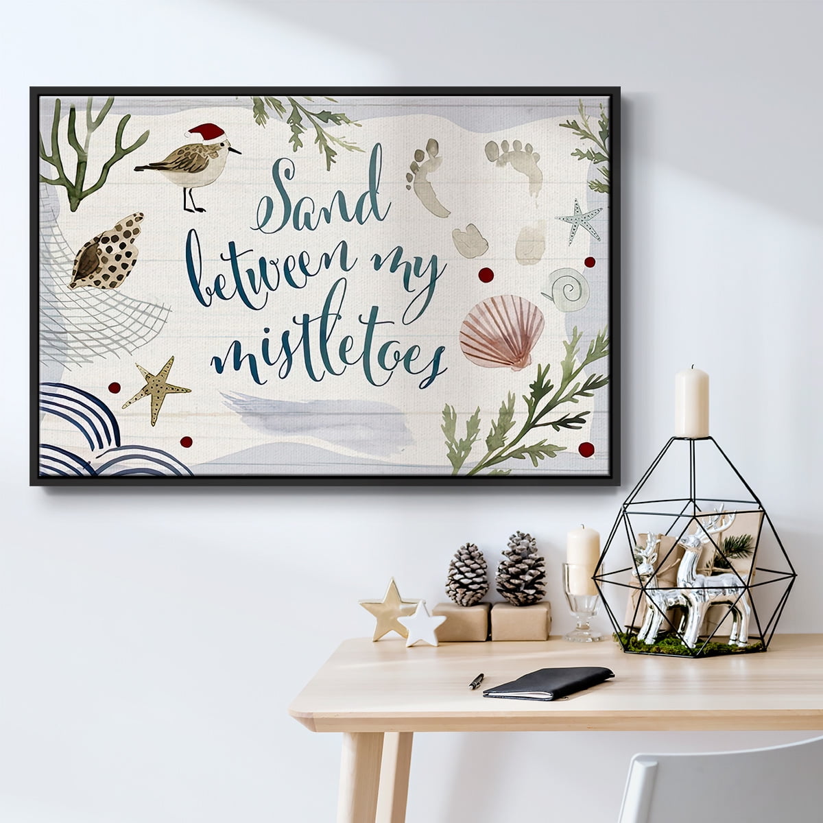 Sun-kissed Christmas Collection A - Framed Gallery Wrapped Holiday Canvas - 17 x 25 - Black Frame