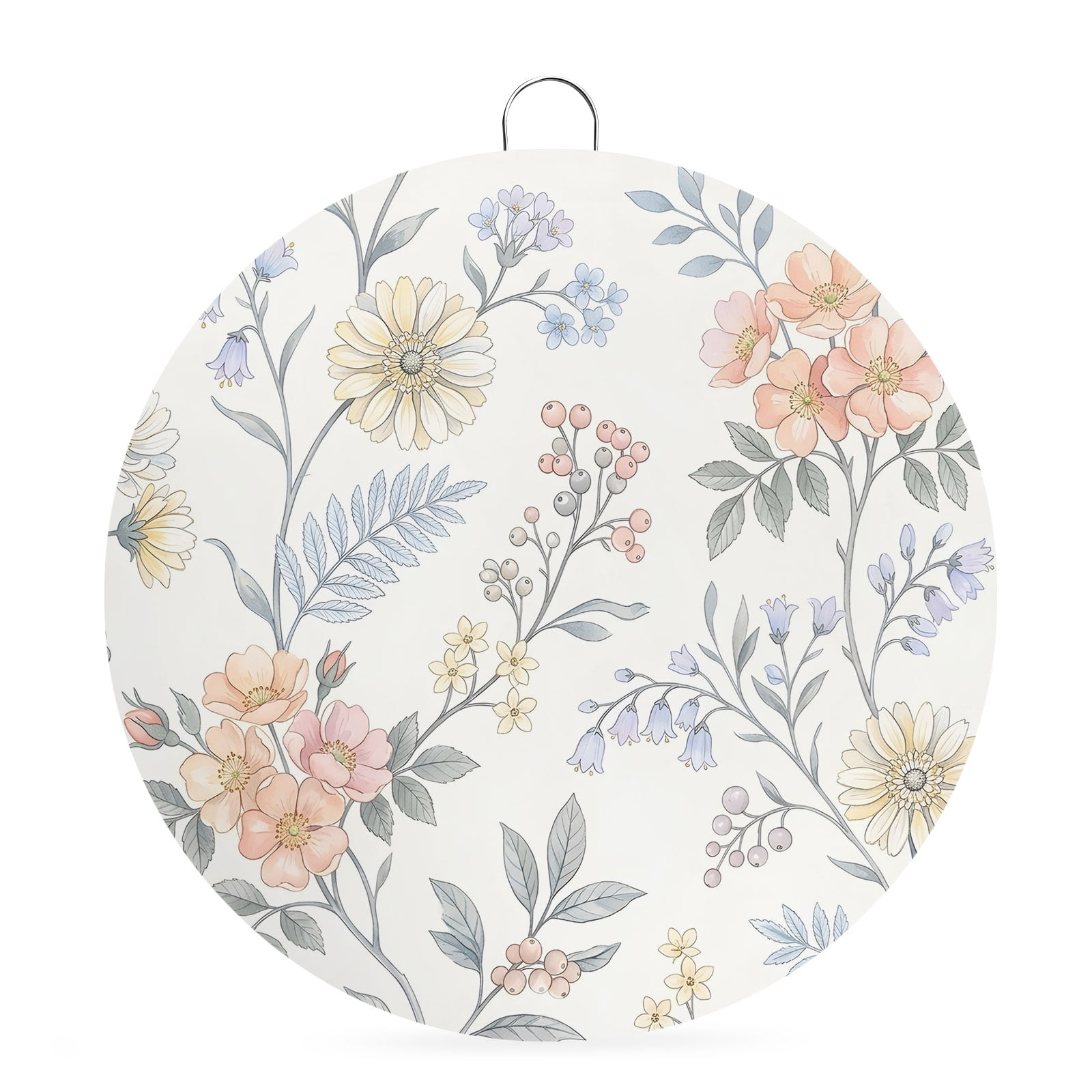 Welcome Sign Front Door Decorations Spring Floral Round Wall Art Outdoor Metal Wreaths Pastoral Flowers Aesthetics Farmhouse Seasonal Hanging Sign for Home Porch Decor Warming Gift 6 In