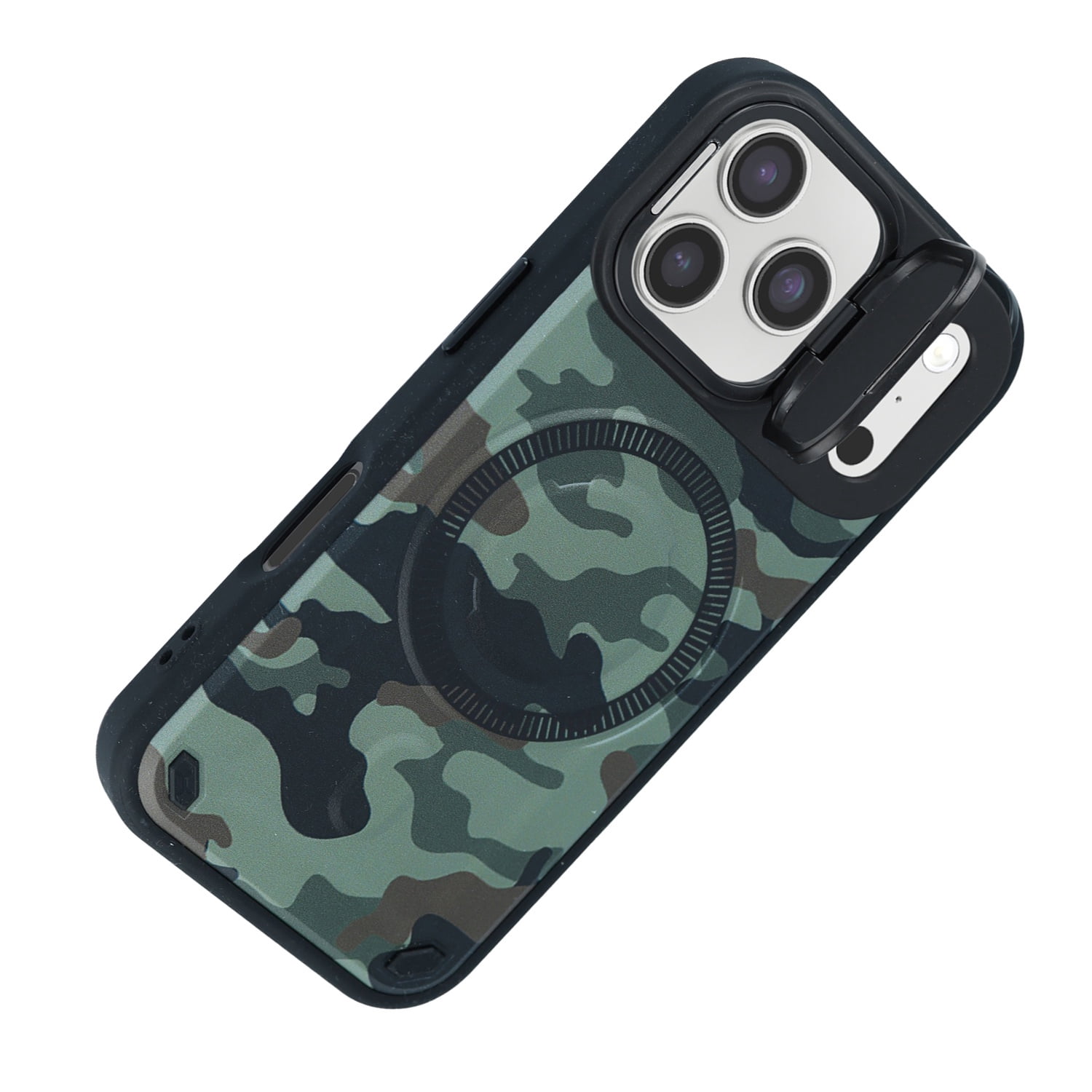 Lightweight Camo MagSafe Case Featuring Camera Kickstand for iPhone 17 Pro Max - Greenq