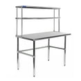 thumbnail image 2 of 30" x 36" Stainless Steel Open Base Table With 12" Wide Double Tier Overshelf | Metal Kitchen Prep Table & Shelving Combo, 2 of 6