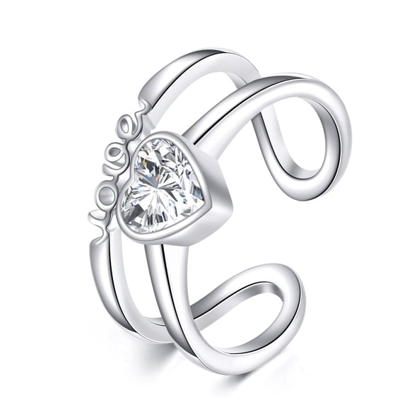 Wedding Ring 925 Sterling Silver Love Heart Ring Expression of Love Jewelry Proposal Ring Gift for Wife Mother Women