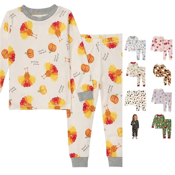 Miaoju Cotton Halloween Pajama Set Front Ghost Print Long Sleeved Top Comfortable Teens' Sleepwear 2 Piece Pjs for Gifts