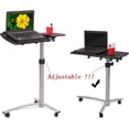 thumbnail image 5 of FCH 25.2 Inch Rolling Adjustable Multifunctional Lifting Computer Desk, Tilting Desktop, Sit Stand Laptop Desk TV Tray for Bed Sofa Hospital Reading Eating, Black, 5 of 18