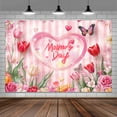thumbnail image 2 of 10 x 8 ft Happy Mother's Day Backdrops Pink Stripe Tulip Flower Thanks Mother Party Photography Background Happy Mothers Day Decorations Banners Birthday Party Background, 2 of 5