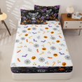 thumbnail image 4 of Homewish Cute Bat Wreath Zipper Twin Comforter Sets with Fitted Sheet and 2 Pillowcases for Kids, Rose Pumpkin Maple Leaf Zipper Bedding Set, Halloween Reversible, 4 Pieces, 4 of 6