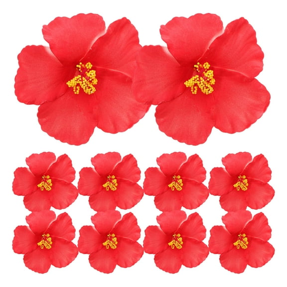 FOMIYES Red Eva Metal Flower Clips Realistic Hibiscus for Hair Styling 10Pcs