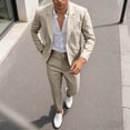 thumbnail image 2 of IWRICH Men's Slim Fit Lightweight Casual Blazer Jacket Pants 2 Piece Set 2 Button Sport Coats Suit for Groom Groomsman Wedding Business Khaki XL, 2 of 5