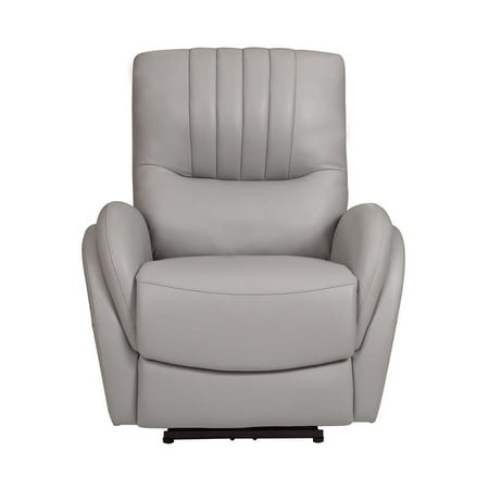 Home Fare Channel Tufted Leather Power Recliner with Lumbar Support in