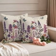 thumbnail image 2 of Purple Pink Floral Pillow Covers 2 Pack Spring Lavender Wildflowers Blue Butterfly Botanical Linen Texture Pillowcase Waterproof Outdoor Throw Pillow Cover for Patio Garden Square Cushion 24”x24”, 2 of 9