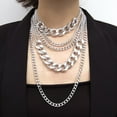 thumbnail image 4 of Punk Women Multi-layer Curb Chain Statement Necklace Rock Hip-hop Jewelry Gift, 4 of 5