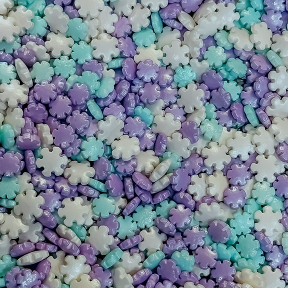 Snowflakes White Blue and Purple Edible Confetti Cake Decoration Sprinkles 2oz
