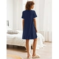 thumbnail image 5 of Ekouaer Nightgowns for Women Button Down Pajamas Tops Short Sleeve Sleepwear V-Neck Sleepwear, 5 of 7