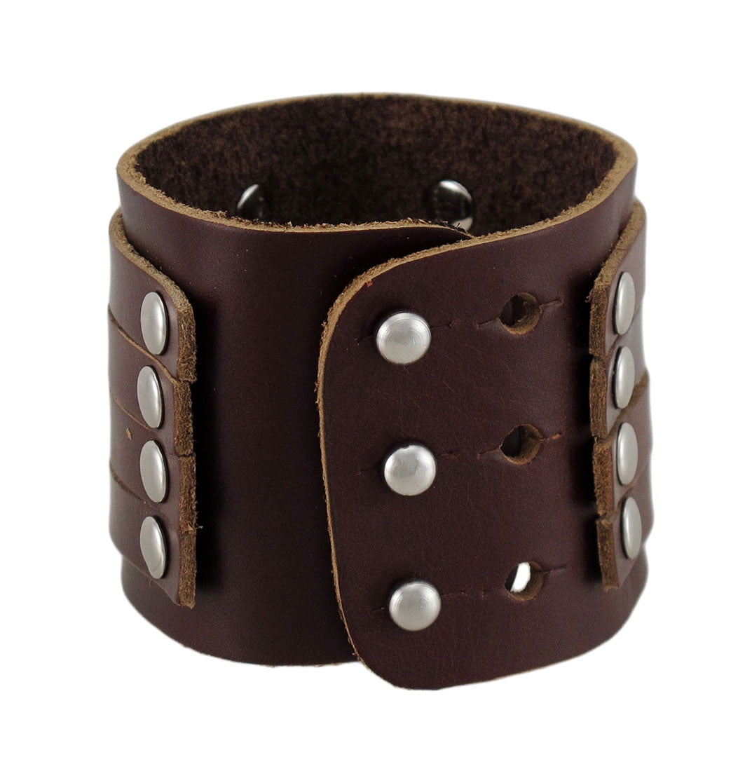 Brown Leather 4 Strap Wristband Wrist Band Chrome Studs | Walmart Canada