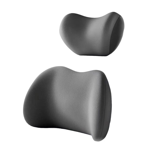 Soumake Car Lumbar & Neck Pillow Kit, Memory Foam Cushion for Neck & Back Pain Relief, Adjustable Strap for Travel