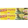 Glad Cling Plastic Wrap, 400 Square Foot Roll Pack of 2 Rolls, Total 800 Sqf