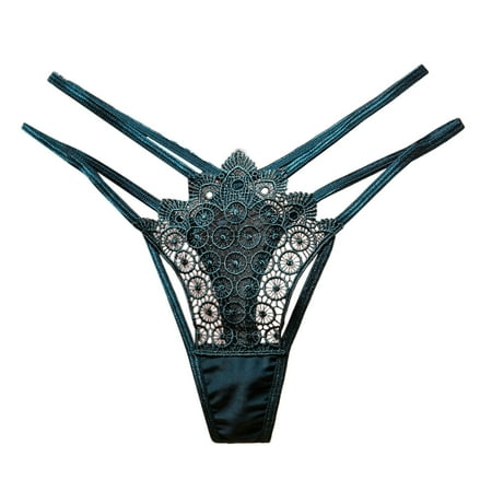 (2-Pack) Puawkoer Women Underwear Thongs Lace Workout Underwear Plus Size Bikini Panties Womens Panties Pack No Show Thong Stretch Ladie Brief Men and Women Matching