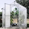 thumbnail image 3 of 6.25x6 FT Greenhouse for Outdoors, Polycarbonate Greenhouse with Quick Setup Structure and Roof Vent, Aluminum Large Walk-in, for Outside Garden Backyard, Silver, 3 of 7