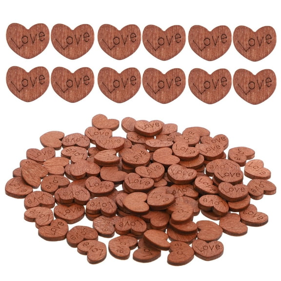100pcs Adorable Red Heart Shaped Wooden Buttons Small Decorative Cartoon Clothing Sewing Buttons
