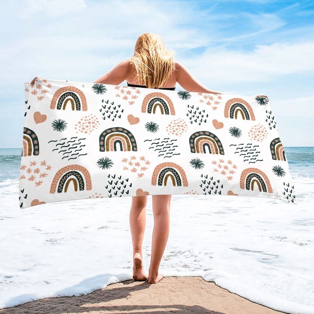 Toalla de playa de microfibra, súper colorida, resistente a la arena, multiusos, para viajes, piscina, 76 x 152 cm