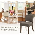 thumbnail image 6 of Mid Century Modern Dining Chairs Set of 4, Upholstered Kitchen Chairs with Back, Farmhouse Fabric Side Dining Room Chairs with Wood Legs for Dining Room Kitchen Restaurant, Brown, 6 of 7