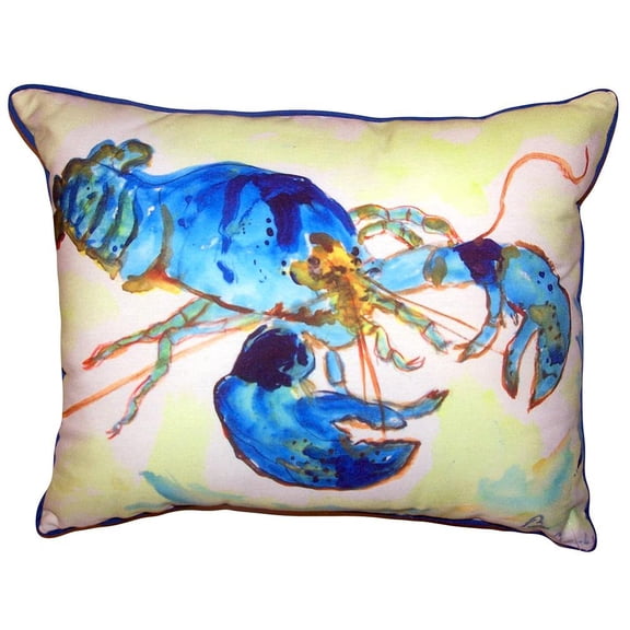 Betsy Drake Interiors Green-Blue Lobster Small Outdoor/Indoor Pillow 11x14
