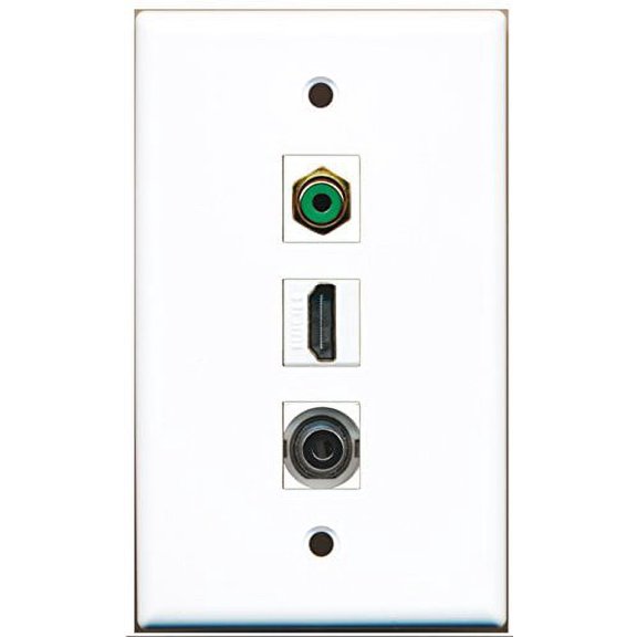 RiteAV - 1 Port HDMI and 1 Port RCA Green and 1 Port 3.5mm Wall Plate