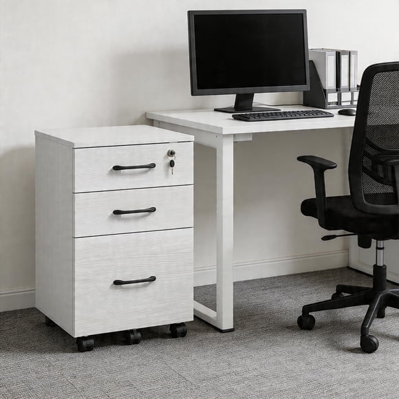 Classeur à 3 Tiroirs Armoire de Classement Verrouillable pour Formats A4 et Lettre