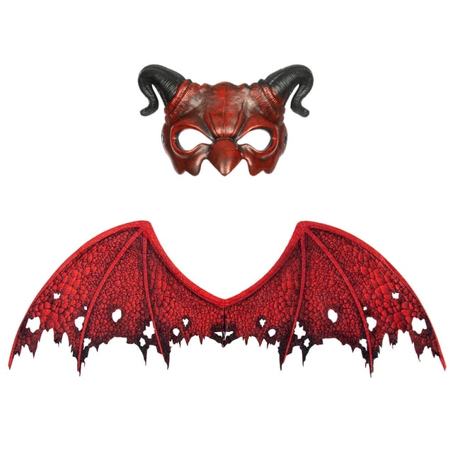 XWSHYW Decoraciones Navideñas Disfraz de Alas Diablo, Máscara o Ala de Diablo, Accesorio de Halloween para Cosplay, Adultos y Niños