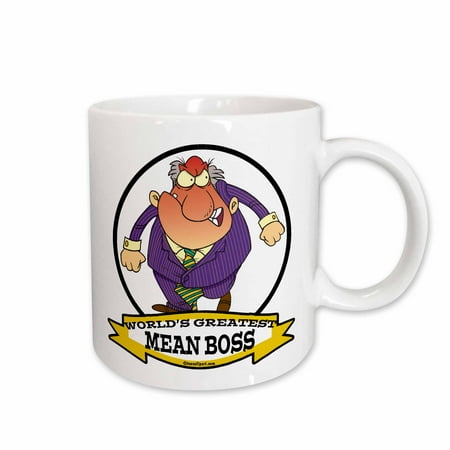 

3dRose Funny Worlds Greatest Mean Boss Cartoon Ceramic Mug 15-ounce