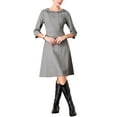 thumbnail image 2 of Hobemty Women's Peter Pan Collar Dress 3/4 Sleeve A Line Elegant Wear to Work Dresses S Grey, 2 of 5