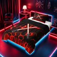 thumbnail image 2 of meiyoeat Neon Lights Twin Comforter Sets for Boys, Sci-Fi Red Gaming Bedding Set, Black Reversible 2-Piece, 1 Comforter and 1 Pillowcase, 2 of 6
