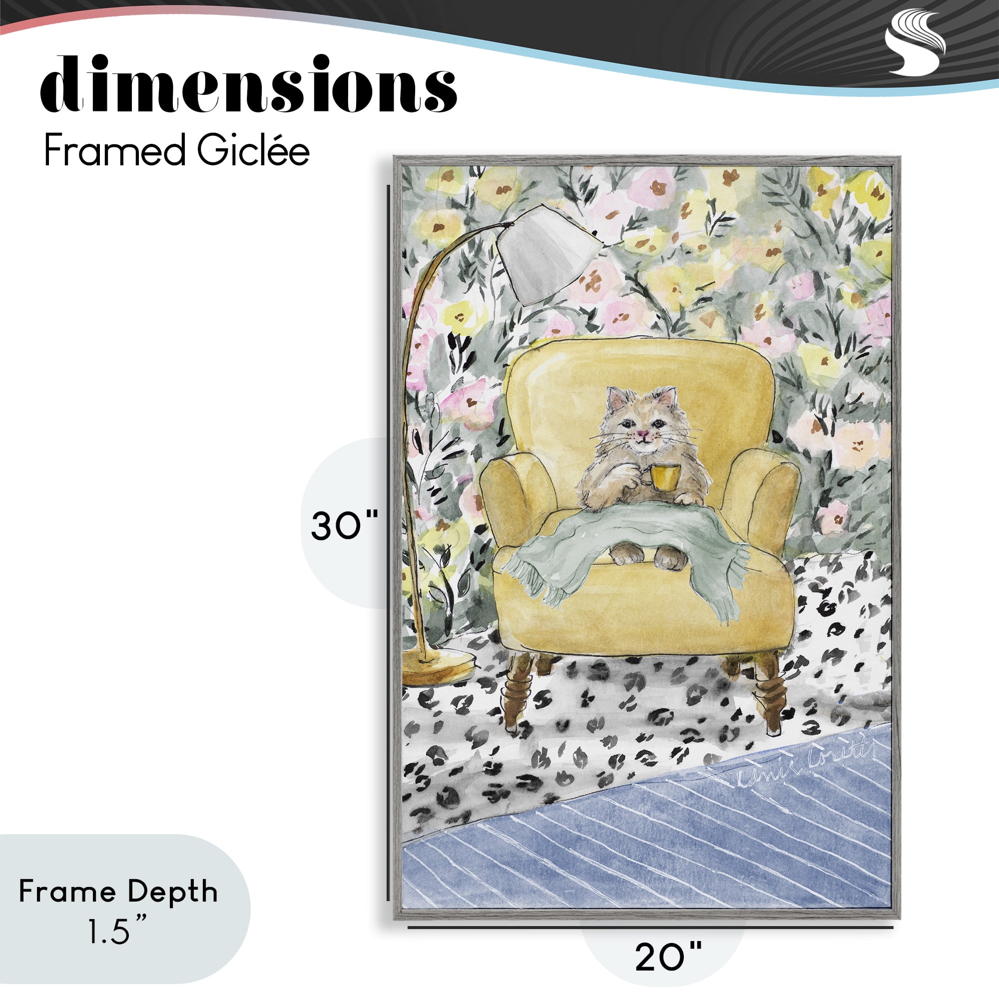 Stupell Industries Cozy Cat Relaxing Gray Framed Giclee Art, design by Lanie Loreth
