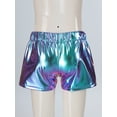 thumbnail image 7 of YONGHS Girls Shiny Metallic Shorts Hot Pants Disco Dance  Party Performance Costumes Blue 3-4, 7 of 7