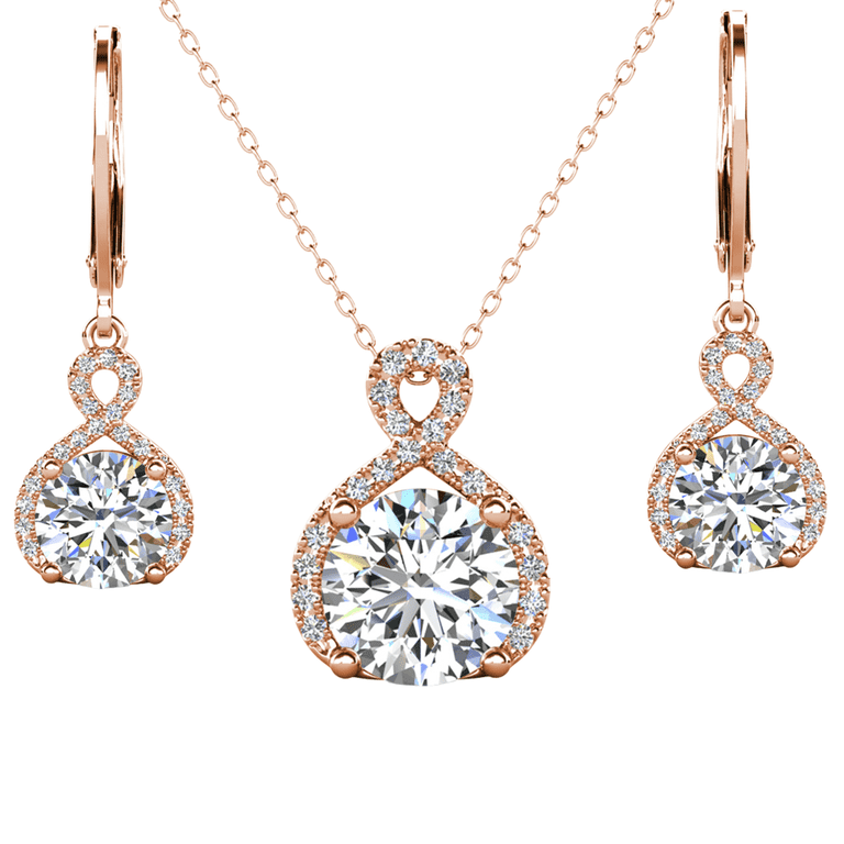 Cate & Chloe Alessandra Rose Gold Infinity Necklace & Earrings Set photo 1