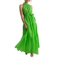 thumbnail image 2 of SUNSIOM Robe Longue pour Femme, Élégante Robe d'Été Sans Manches à Col Roulé à Carreaux, Robe Évasée, Robe de Cocktail avec Ceinture, 2 of 6