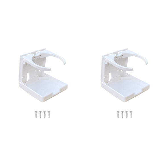 2X ABS Plastic Adjustable Folding Cup Drink Can Bottle Holder Stand Mount for Car Auto Boat Truck (White)