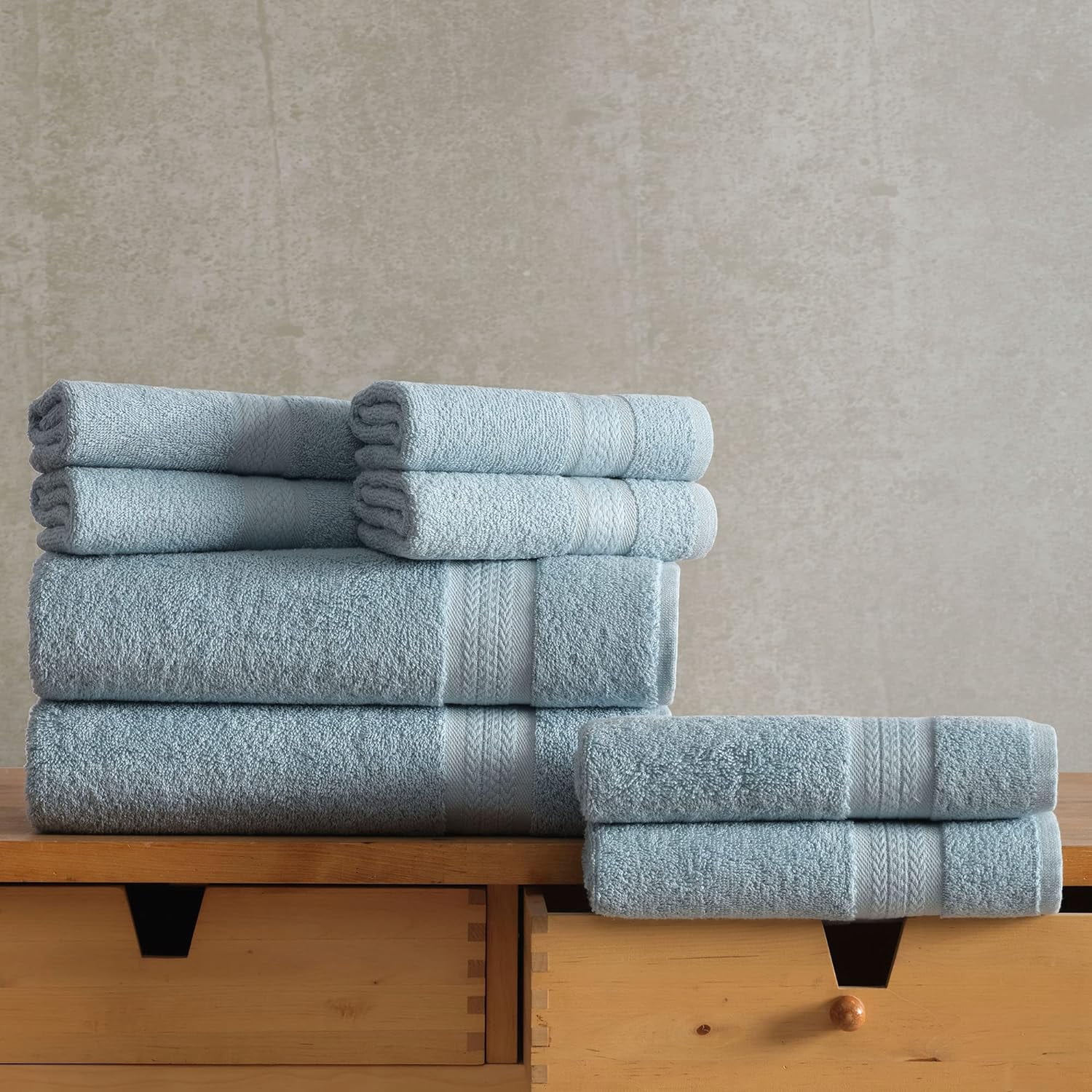 Regal Ruby, 6 Piece Towel Set, 2 Bath Towels 2 Hand Towels 2 Washcloths, Soft and Absorbent, 100% Turkish Cotton Towels for Bathroom and Kitchen Shower Towel, Blue