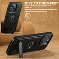 thumbnail image 4 of for iPhone 14 Magnetic Case, Compatible with MagSafe, Built-in Kickstand, Support Car Mount, Slim Premium PU Leather Retro Wireless Charging Phone Case for iPhone 14, Black, 4 of 10
