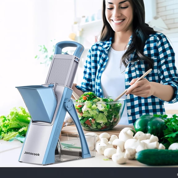 Fresh Meat Slicer Black   Upgrade Safe Mandoline Slicer Plus Blue