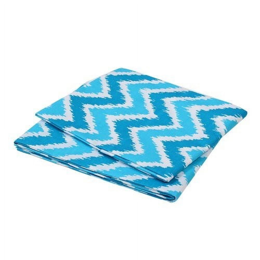 Bacati - MixNMatch Zigzag Crib/Toddler Bed Fitted Sheets 100% Cotton Percale, Navy/Red, 2-Pack