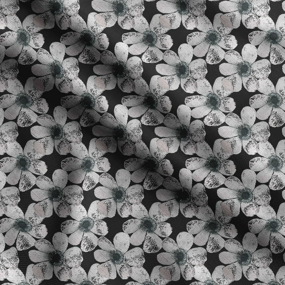 Soimoi Floral Print, Silk Fabric, Decor Sewing Fabric by The Yard 42 Inch Wide,Decorative Fabric for Shirts Suits Ties, Black